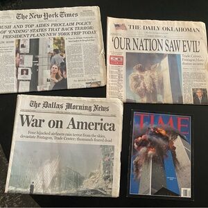 4 pieces Newspaper and Magazine Collection of 9/11 Twin Towers